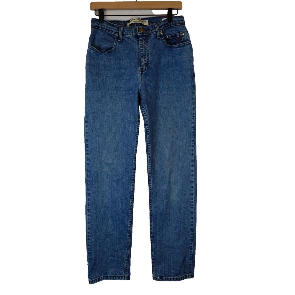 Harley-Davidson Women's Biker Straight Leg Jeans Size 8 Blue Denim Vintage Y2K